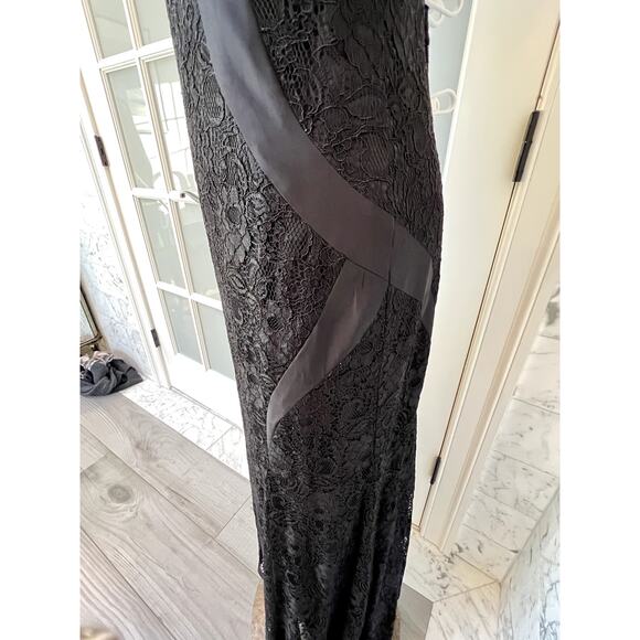 Monique Lhuillier ML Evening Black Lace Mermaid Full Length Gown Size 10 - Picture 6 of 11